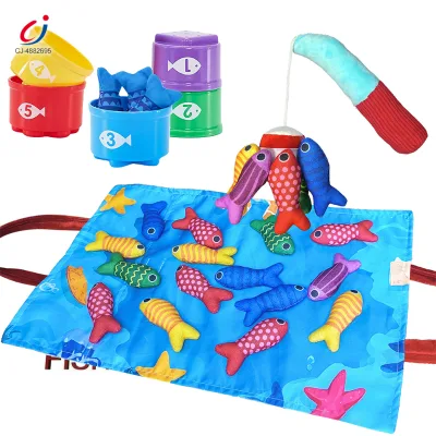 Chengji Fishing Game Baby Toy Montessori Educational Matching Game Storage Bag Stuffed Animals Cloth Fish Toy for Babies