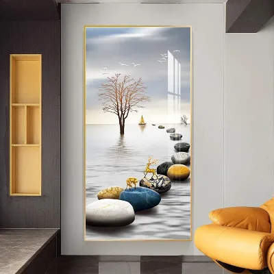 Contemporary Still Life Decorative Painting on Canvas Handmade Mixed Media Art with Aluminum Frame