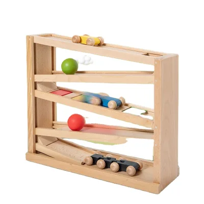 Wooden Ramp Racer. Race Track for Toddlers and 3 Wood Cars and 2 Balls,Toddler Toys for 1 2 3 Year Old Boy and Girl Gifts
