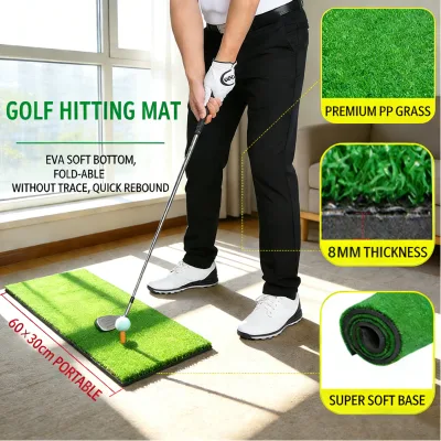 Golf Hitting Mat Foldable Practice Mat with EVA Soft Base Fast Rebound 10mm Artificial Grass for Indoor Outdoor Training