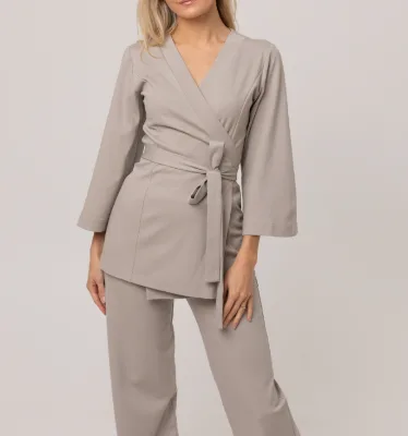 Best Quality Casual Wrap Shirt Cotton Polyester Spandex Spa Uniforms V Neck Beauty Salon Tunic Tops with Custom Logo