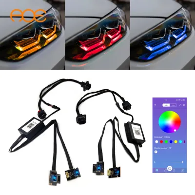 Plug and Play Install Color Changing by Mobile Phone APP RGBW LED DRL Modules for G22 G23 G26 G80 G82 Non Laser LED Headlight