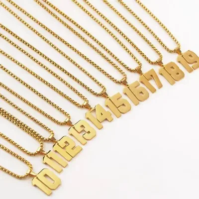 Qiuhan Personalized Custom Lucky Number Stainless Steel Anniversary Sports Team Baseball Football Basketball Soccer Necklace