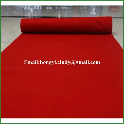 Needle Punched Nonwoven Polyester Fabric Red Wedding Carpet