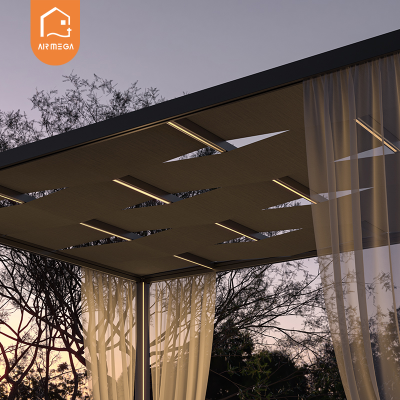 Modern Aluminum Frame Resort Pavilion Fabric Roof Staggered Distribution Balcony for Backyard Gardening Courtyard Beach Seaside