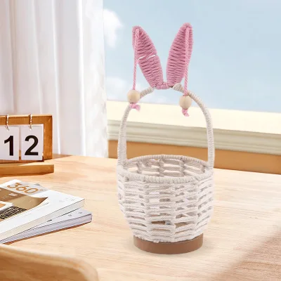 Hot Selling Easter Egg Basket Cotton Bunny Storage Basket for Easter Holiday Handicraft Wholesale