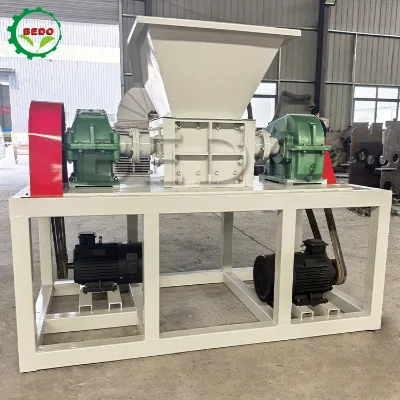 Dual-Motor Dual-Shaft Shredder Recycling Shredder for Waste Boards Plastic Drums Cartons Leather Scraps