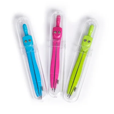 Wholesale Colorful School Student Plastic Compasses Professional Kids Pencil Compass Set With Circle Radius Size Ruler