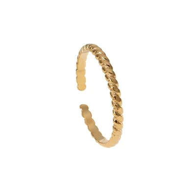 INS New Simple Classic Opening Very Fine Ring Ring High Sense Gold Plated Double Twist Stainless Steel Ring