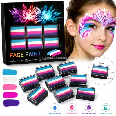 Rainbow Water Activated Split Cake Professional Face Painting Kit Face and Body Paint