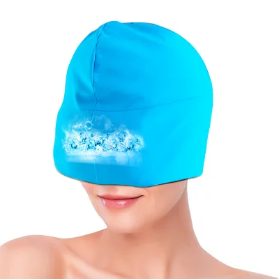 Reusable Gel Cooling Head Cap 360° Full Coverage Ice Head Wrap Hot Cold Compress Sleep Hat for Stress Ease & Light Blocking