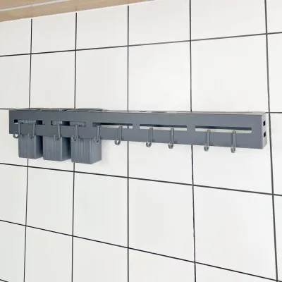 Multifunctional Integrated Design Wall-Mounted Kitchen Storage Rack Non-Perforated Metal Knife Chopstick Holder for Bathroom
