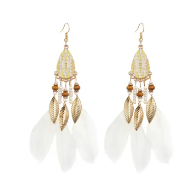 Popular European and American fashion earringswater droplets feather earrings accessoriesretro ethnic style creative and