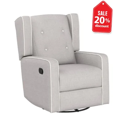 Modern Manual Recliner Linen Fabric Upholstery High Density Cotton Figurine Pocket Spring Plywood Construction Wood