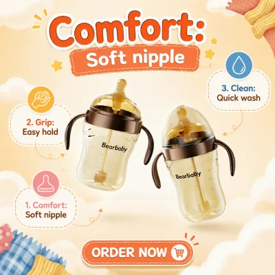 240ml PPSU Baby Bottle Handle Arc Type Design Broad Caliber Mouth Newborn Breastfeeding-Style Anti-Colic Wide-Neck Straw Babies
