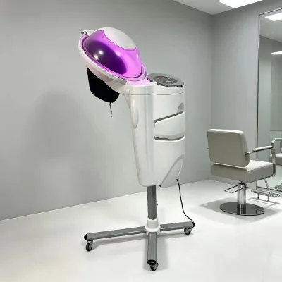 Salon Hair Steamer Machine O3 Ultrasonic Vapor Steamer Digital Temperature Control Adjustable Stand Hooded Hot Oil Treatment