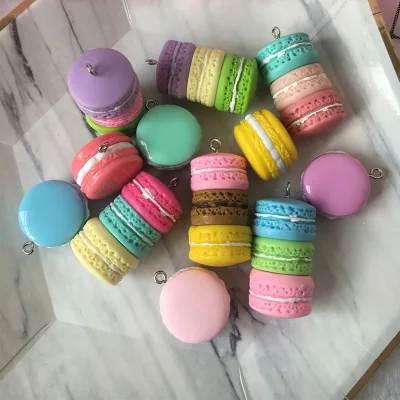 Cute Kawaii Simulation Macaron Pendant Lifelike Dessert Mini Pvc Macarons Cake Pendant DIY Keychain Necklace Pendant Accessory