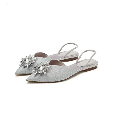 Fashionwomen Glitter Flats Sandals with Rhinestone Decorate Wholesale Casual Shoes Style Outdoor Comfortable Fit Your Feet