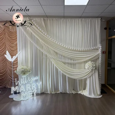 ANNIELU All-in-One Wedding Backdrop Set Spandex Drape Artificial Flower Ball Pipe Stand Complete Wedding Ceremony Decor Kit
