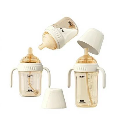 PPSU Baby Bottle Wide-Neck Design Anti-Colic Anti-Choking Multi-Use Cup for Sipping Drinking Milk Straw Handle Included Made