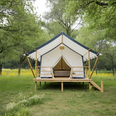 Luxury Outdoor Glamping Tent with 5m Wooden Pole and Canvas Straight Bracing Type for Hotels Holidays Camps