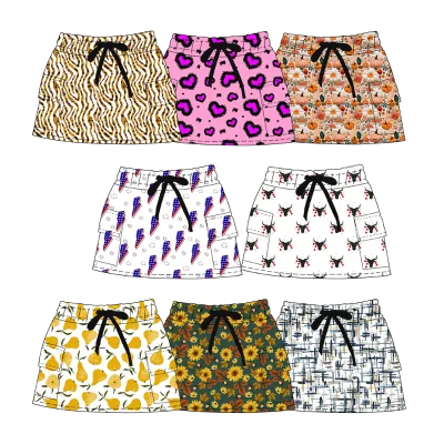 OEM&ODM Summer Baby's Custom Printing&Fabric Skirts Little Girl High Waist Cargo Pocket  Boutique Short Skirt