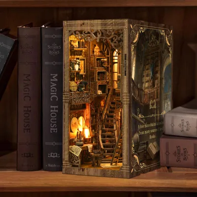 New Style 3D Wooden Puzzle DIY Book Nook Kit with Laser Cut & UV Printing Design Color Gift Box for Home Decor Novelty Gift