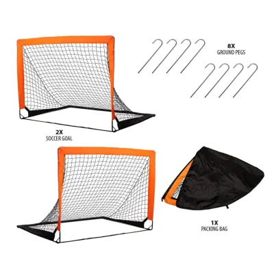 4' X 3' Portable Kid Soccer Goals-Pop up Design for Backyard & Indoor Outdoor Football Use 2 Pack Orange Soccer Field Equipment