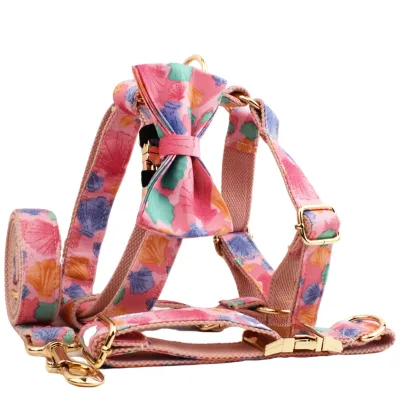 Custom OEM ODM Fabric Pet Dog Collar Bow Knot Set Powder Base Shell Dog Collar Factory Wholesale Custom Size Logo