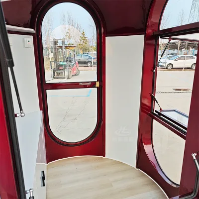 Commercial Coffee Bean Shaped Mobile Bar Food Cart Stainless Steel Mini Kiosk Custom Interior Shelves for Street Food