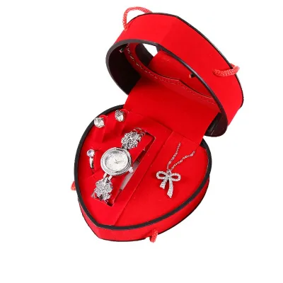 Romantic Handmade Cotton Jewelry Gift Set in Red Heart Box-Back to School Luxury Personalized Gift for Wife & Girlfriend