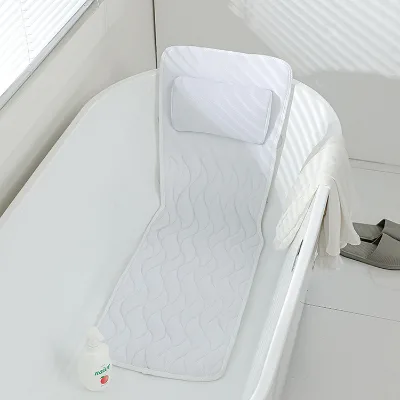 3D Ergonomic Non-Slip Bath Cushion White Full Body Hot Bath Pillow Mattress Head Neck Rest for Tub Spa Bathroom Accessory