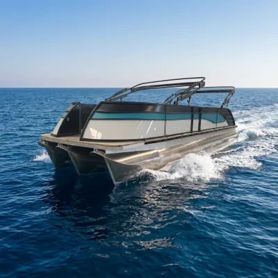 Single Layer Pontoon Boat Modern Recreational Yacht Barbecue Picnic Gathering Outdoor Holiday Personalized Layout