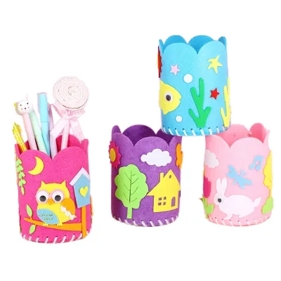 DIY Non-Woven Fabric Sewing Pen Holder Craft Kit for Kids Creative Handmade Sewing Activity Set