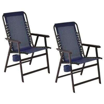 330LBS Weight Limit Steel Folding Navy Blue Zero Gravity Patio Recliner Chair for Indoor and Outdoor