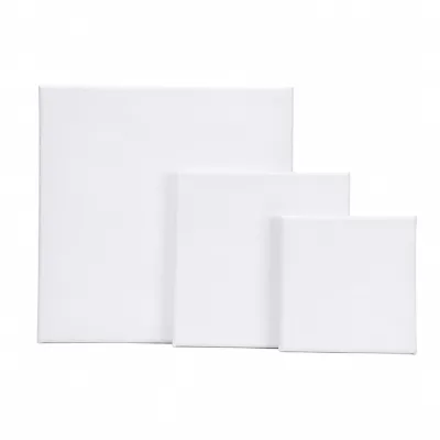 Factory Wholesale Simple White 20*20cm Stretched Wood Blank Painting Canvas Set UV Printing for Creativity