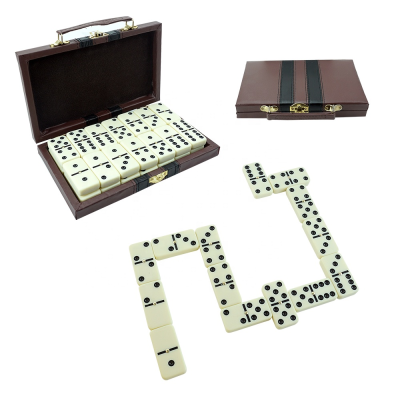 Professional Custom Double 6 Domino Game Set with Travel Leather Box 28pcs Dominoes for Casino Gambling Games