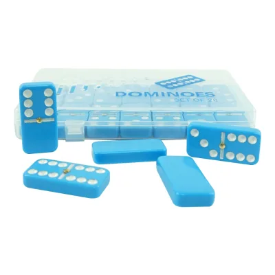 Professional Double Six Blue Color Dominoes Transparent clear Plastic 5008 Melamine Domino Factory Custom for Games