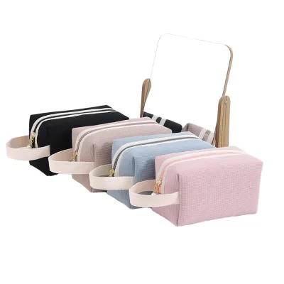 Women's Durable Medium Capacity Corduroy Makeup Bag with Zipper Closure Fashion Design for Travel Cosmetics Storage & Daily Use