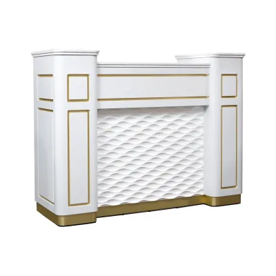 Luxury Small Clinic High-quality White Cashier Counter Beauty Salon Reception Desk Boutique Cashier Counter Front Desk with Led