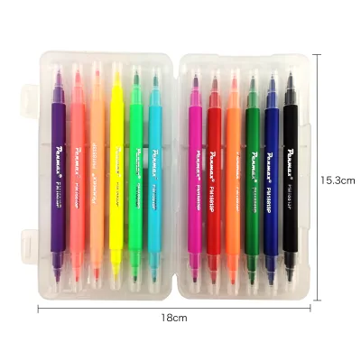 LOW MOQ New 12 Colors Double Head Watercolor Dual Tip Brush Marker Pen for Art Sketch Art Marker Brush Tip for Coloring Painting