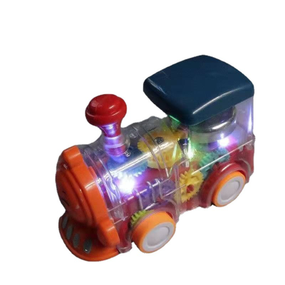 Wholesale Inertial Gear Music Lighting Electric Transparent Bus Toy Train Battery Toddler Toys Trains