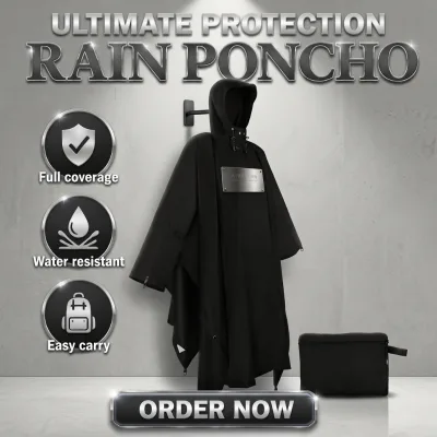 Lightweight Windproof Cape-style Hooded Raincoat with PU Material and Custom Logo Storage Bag