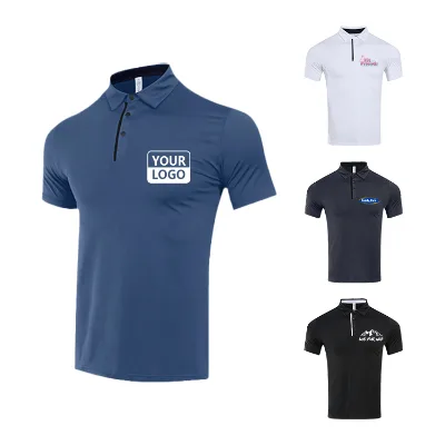 Promotion Men's Quick-Drying Ice Silk Fabric Sport Top Breathable Summer Gym Dri Muscle Fit T Shirt Polo Shirts