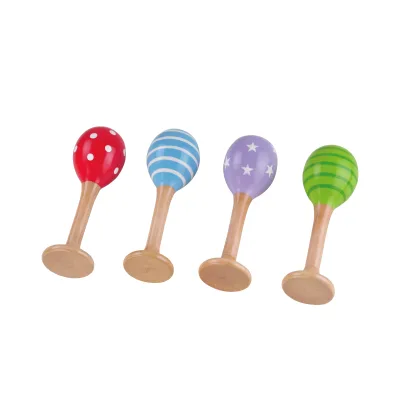 Children Colorful Musical Instruments Mini Music Maraca Toy Wooden Maracas for Kids