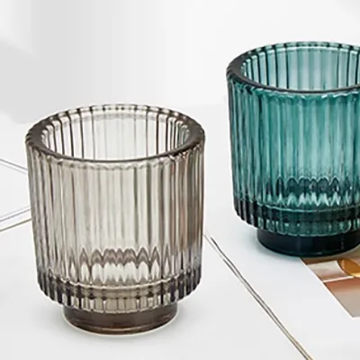 Wholesale Grey Crystal Glass Cups Candle Holders Lanterns Candle Jars