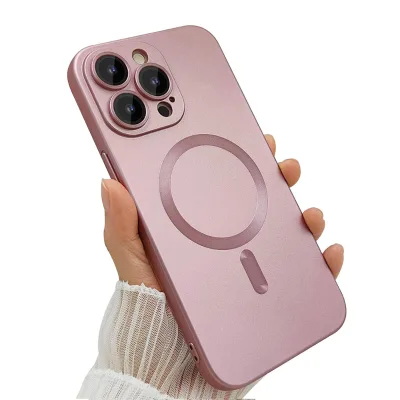 Frosted Luxury Soft Tpu Phone Cover Plating Magnetic Women Shiny Metallic Phone case for Phone 16 15 14 Pro Max