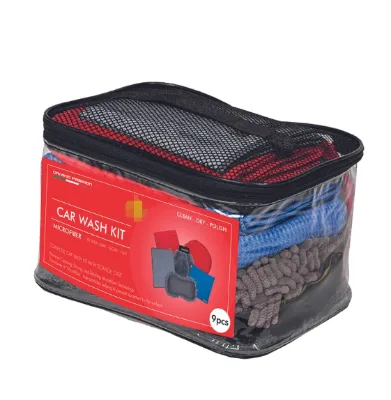 Multi-Towel Glass Cleaning Bundle PVC Storage Bag Chenille Sponge Coral Fleece Glove Superfine Glass Towels Car Wash Set