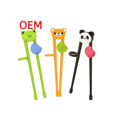 OEM Cute Plastic PVC Animal Shape Easy Raining Chopsticks for Kids and Beginners