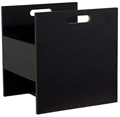 Record Crate Shelf, 15.40in. X 15.00in. X 2.20in, Black,Wood Storage Crate